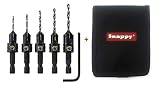 Snappy Tools Brand Quick-Change 5-Pc. Countersink Drill Bit Set with Case. Proudly Made in the USA