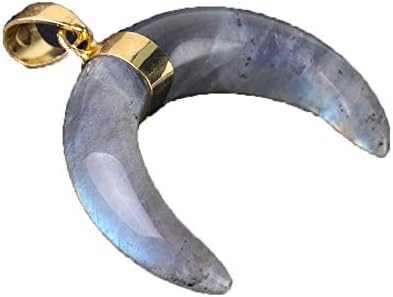 Natural Stones Crescent Moon Necklaces Pendants Purple Crystal Pink Quartz White Stone Gold Color Reiki Women Jewelry