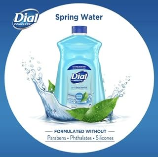 Dial Antibacterial Defense Liquid Hand Soap + Aloe, Spring Water Scent, 52 Fl Oz Hand Soap Refill (Pack of 3), Dermatologist-Tested, Gentle Formula