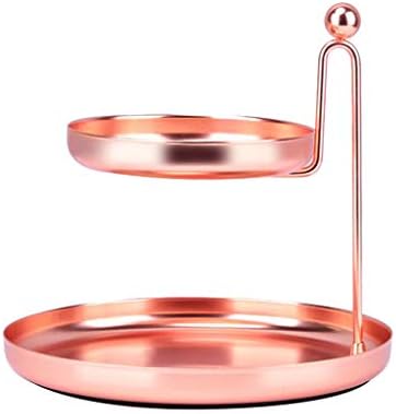 Ruiboury Double Layer Organizer Plate Jewelries Holder Dresser Iron Tray Necklace Dish Bedroom Makeup Room Table Decor