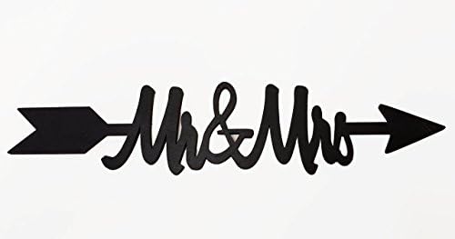 Mr &amp; Mrs. Wood Cutout Arrow Black for Weddings or Home Decor