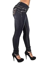 Pantalones vaqueros de talla grande de cintura alta, levantamiento de botones, pantalones vaqueros de pierna