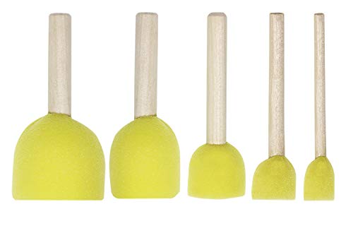 image for Penta Angel Yellow Foam Paint Sponge 10Pcs Assorted Size Wood Handle P