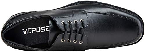 VEPOSE Men's Dress Shoes Formal Square Toe Lace up Oxfords(12,Black-b) - Thumbnail 5