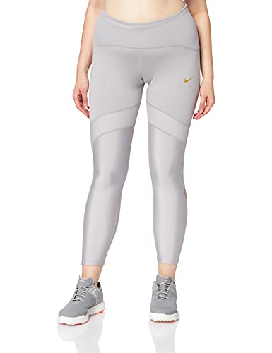 Nike Speed 7_8 Glam Tight, Pantaloni Donna, Grigio (Atmosphere Grey/Metallic Gold), (Taglia Produttore: Small)