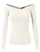 Sheshine Women Long Sleeve Slim Fit Stretch Crop Top Off-Shoulder V Neck T-Shirt