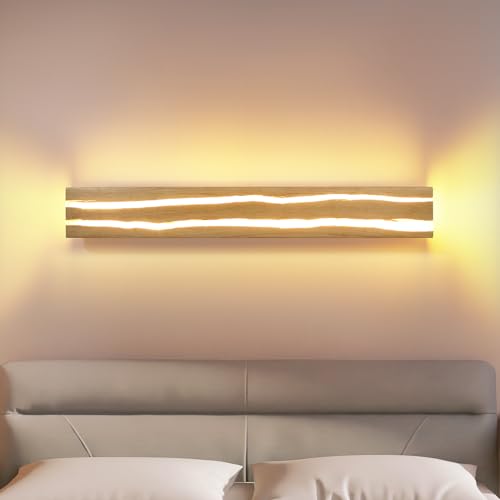 ZMH Indoor LED Wall Lamp Industrial Vintage Wall Lamp Wood Wall Lamp 8W Warm White with for Bedroom Hotel Restaurant Cafe Room
