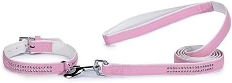 East Side Collection Sparkle Gemstone Faux Leather Dog Leash, 6-Feet x 1-Inch Lead, Pink