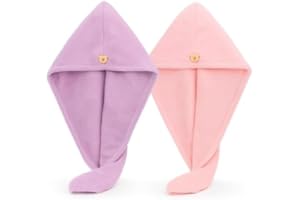 Microfiber Hair Towel Wrap for Women - Super Absorbent Quick Dry Turban, Frizz Reducing Hair Drying Towel with Button Loop, L