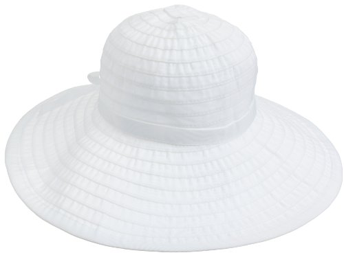San Diego Hat Company Women's Ribbon Large Brim Hat,White,One Size