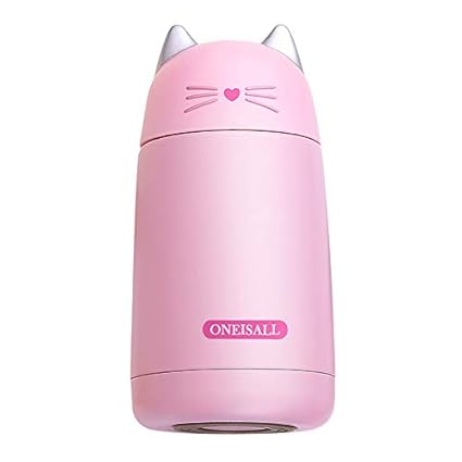 Berrose schön tragbar Thermobecher Studentenbecher Mini Vakuum-Becher Nettes Katzenkind Thermos-Edelstahl Heiße Wasserflasche