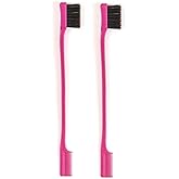 Foxi Fresh Double Sided Edge Control Hair Brush Comb PINK (2 Pieces)