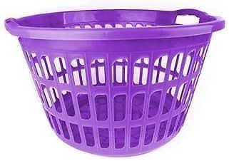 Plastic Circular Round Style Washing Linen Laundry Basket Choice Of Colours (Purple)