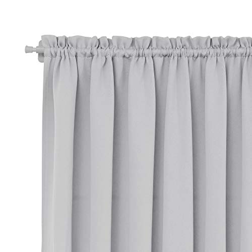 Deconovo Room Darkening Drapes Blackout Rod Pocket Curtain Panel Thermal Insulated Curtains 54 Inch by 40 Inch Greyish White 1 Panel