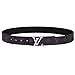Lv Belt For Women Men Replica Faux Black Belts For Womens Mens Fashion Leather (Silvery Buckle, 105cm(Waist 30-33))