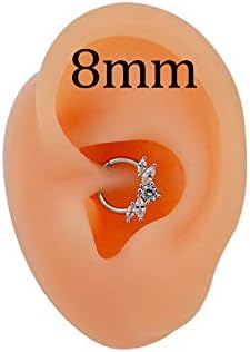 OUFER 16G Crown Daith Piercing Jewellery Helix Hoop Earrings Conch Surgical Steel Hinged Segment Clicker Cartilage Tragus Septum Nose Clear Oval CZ Gem 1.2mm 8mm - Image 4