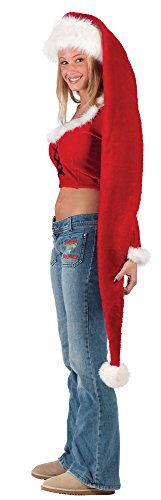 Fun World Costumes Women s Adult Long Santa Hat, Red/White, One Size