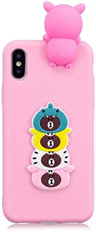 ZCXG iPhone XS Max Case Pink Bear Silicone Clear View Cover 3D Case Ultra Thin Back Bumper Case Rubber Shockproof Anti-Scratch Slim Soft Cover Slim Fit Crystal