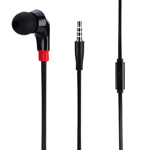 Premium Sound Flat Wired Black Hands-free Mono Headset Single Earphone Earbud w Mic for T-Mobile LG Optimus F6 - T-Mobile LG Optimus L70 - T-Mobile LG Optimus L90 - T-Mobile LG Stylo 2 Plus