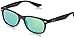 Ray-Ban Junior RJ9052S Square Sunglasses, Matte Black & Light Green Mirror Green, 47 mm