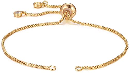 DanLingJewelry 20Pcs Adjustable Slider Bracelet Slider Extender Chains with Rhinestone Charms Ends for Women Girls Semi Finished DIY-G