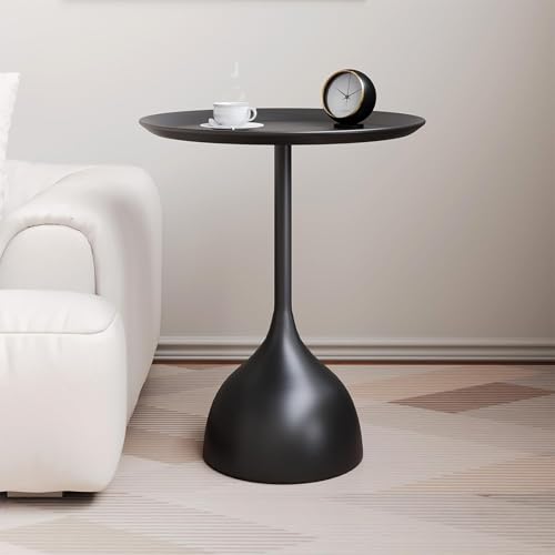 Coffee Table, Black Metal End Table for Living Room, Round Side Table, Bedside Table, Mid Century Circle Accent Table for Small Spaces Easy Assembly Modern Coffee Table for Bedroom Living Room (Tall)