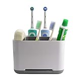 Sam4shine Toothbrush Holder, Upgraded Bathroom Toothbrush Caddy, Electric/Battery Toothbrush and Toothpaste Organizer Rack (Grey, Large)