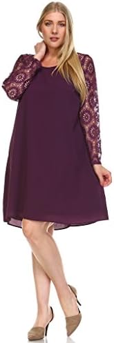 Marcelle Margaux Plus Lace Sleeve Shift Dress 1X Purple 20