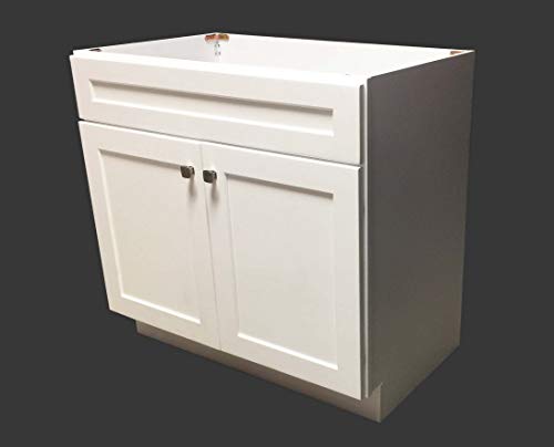 36" Wide x 21" Deep New White Shaker Single-Sink Bathroom Vanity Base Cabinet WS-V3621