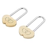 Juvale 2-Pack Solid Brass Double Heart Padlock, 3 Inches
