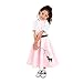 Hip Hop 50's Shop 1950s Girls 4 Piece Poodle Skirt Costume Outfit for Kids with Accessories (glasses, socks, scarf) (Child Medium Light Pink)