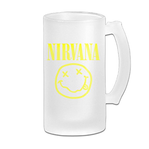 CYANY Nirvana Smiley Rock Band Logo Beer Glass Frosted White Pub COOL 16-Ounce Mug