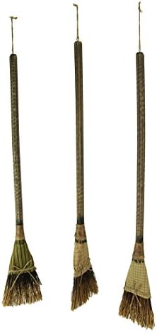 Ohio Wholesale Wood Wall Hangings Primitive Style Rustic Straw Broom Set Of 3 5 X 30 X 1.25 Inches Brown