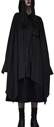 LILY LECLAIRE Women’s Long Sleeve Black Shirt Dress Asymmetrical Mode Gothic