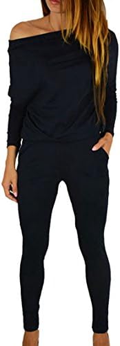 Women off Shoulder Elastic Waisted Long Pant Casual Jumpsuit Outfits