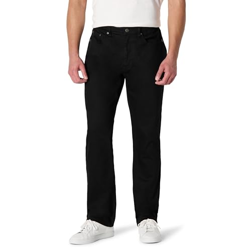 Amazon Essentials Men's Men's Heavyweight Stretch Straight-Fit Jean, Black-Heav…