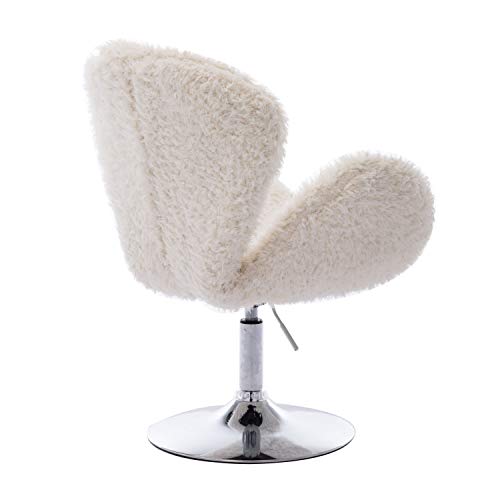 CIMOO White Makeup Vanity Chair, Cute Furry Home Office Chair with