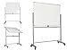 OfficeGenius Large Mobile Magnetic White Board on Wheels with Stand, Double Sided Portable Dry Erase Whiteboard w/Quick Flip Reversible Easel Feature (48x36)