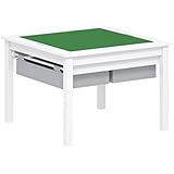 UTEX 2 in 1 Kids Construction Play Table with Storage Drawers and Built in Plate (White)