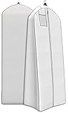 Wedding Gown Gusseted Garment Bag - 20" Gusset for Large Bridal and Prom Dresses with Boxed Bottom - ID Window - 72" x 24" - White and Grey - Monster Bag Collection by Your Bags