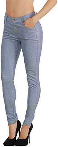 Fit Division Women's Jean Look Cotton Blend Jeggings Tights Slimming Full Lenght Capri Bermuda Shorts Leggings Pants S-3XL