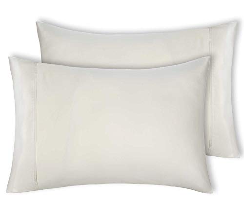 400 Thread Count 100% Cotton Pillow Cases, Beige King Pillowcase Set of 2, Long - Staple Combed Pure Natural Cotton Pillows for Sleeping, Soft & Silky Sateen Weave Bed Pillow Covers
