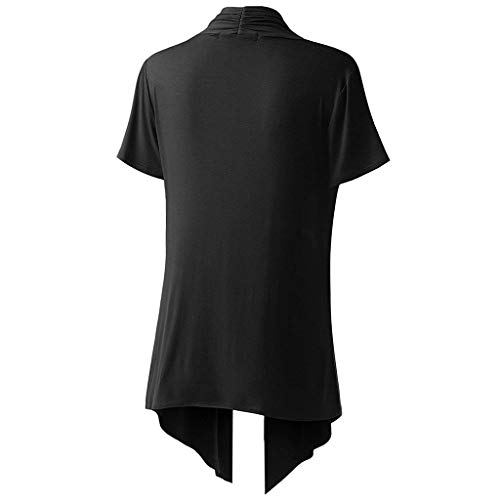 Women's Soft Drape Cardigan Short Sleeve Smock Sun Wear Blouse Tops Clothes Black
