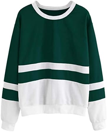 FashMind Solid Green White Sweatshirt for Women