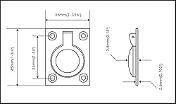 QCAA Solid Brass Flush Ring Pull, 36.5 x45
