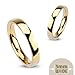 Noureda 3MM Stainless Steel Yellow Gold Plated High Polished Comfort-Fit Traditional Dome Wedding Ring