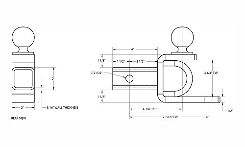 ATV/UTV Ball Mount For 2 Inch Receivers With 2 Inch Hitch Ball - Made In U.S.A.