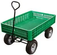 A.M. Leonard Green Utility Wagon with Pneumatic Tires - 30 x 46 x 7.5 Inch Tray
