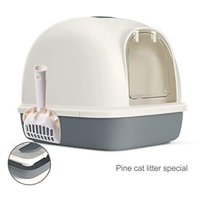 BPS Aseo Gato Arenero Sanitaria Cerrado Bandeja Arena para Gatos Mascotas con Pala 3 Colores y 2 Tamaños M/L (M, Gris) BPS-5599GR