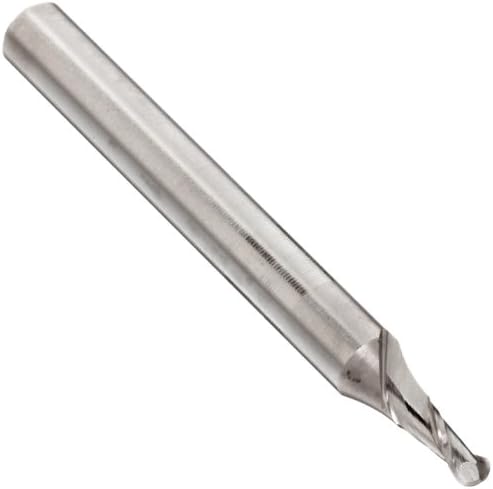 Melin Tool A-M-M-B Cobalt Steel Ball Nose End Mill, Metric, Weldon Shank, Uncoated (Bright) Finish, 30 Deg Helix, 2 Flutes, 57mm Overall Length, 2mm Cutting Diameter, 6mm Shank Diameter